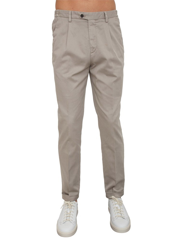 Pantaloni chino Aiace Galassi in tencel e cotone tortora