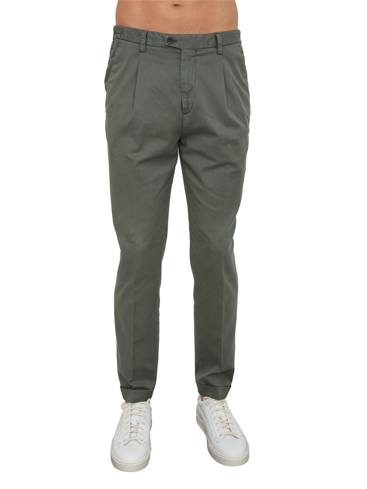 Pantaloni chino Aiace Galassi in tencel e cotone verde