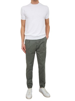 Pantaloni chino Aiace Galassi in tencel e cotone verde in UOMO