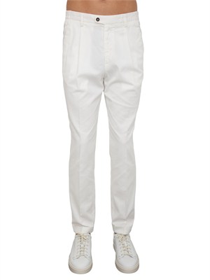 Pantaloni chino Aiace Galassi in tencel e cotone bianco in UOMO