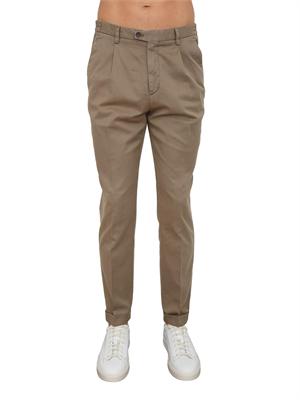 Pantaloni chino Aiace Galassi in tencel e cotone taupe in UOMO
