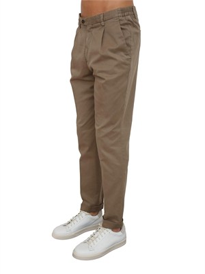 Pantaloni chino Aiace Galassi in tencel e cotone taupe in UOMO