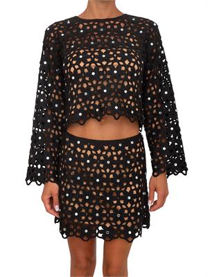 Top Michael Michael Kors in pizzo crochet nero in DONNA