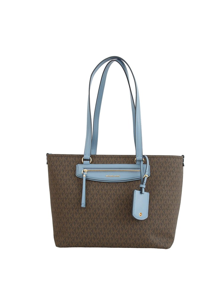 Borsa Jet Set Travel Michael Michael Kors in pelle marrone e azzurro