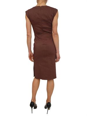 Abito longuette Alissa Pinko in misto lino e viscosa marrone in DONNA