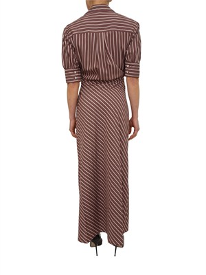 Abito Alexandra Pinko in popeline fluido marrone a righe in DONNA