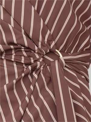 Abito Alexandra Pinko in popeline fluido marrone a righe in DONNA