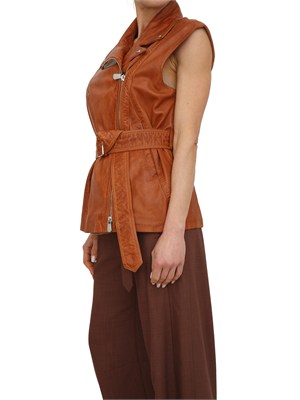 Gilet stile biker Gypsy Pinko in pelle cuoio in DONNA