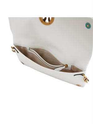 Pochette media Love Bag Click Soft Horizontal Pinko in pelle bianca in DONNA