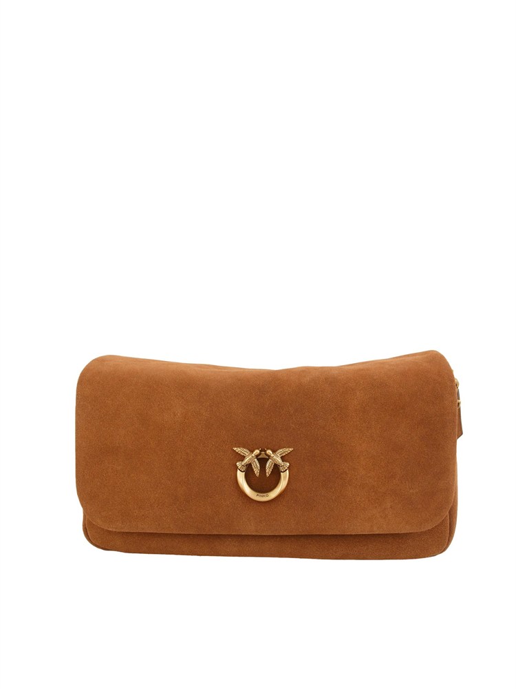 Borsa Love Bag Click Soft Horizontal Handle Pinko in suede marrone