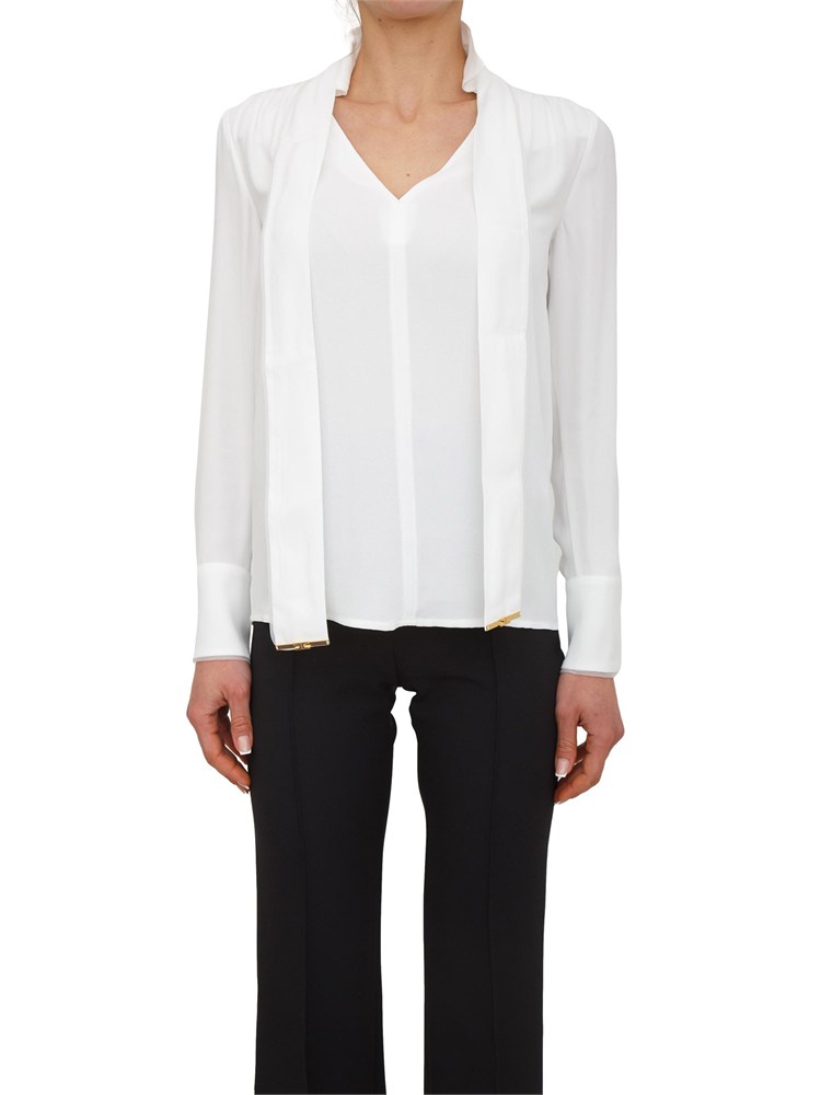Camicia Elisabetta Franchi in georgette di viscosa avorio