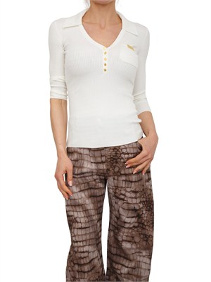 Polo in maglia avorio Elisabetta Franchi in DONNA