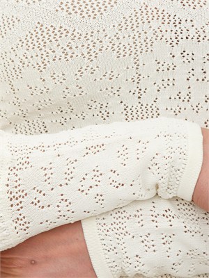 TWIN-SET Body Twinset in viscosa punzonata effetto pizzo bianco panna in DONNA