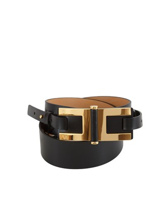 Cintura Elisabetta Franchi nero in pelle con dettaglio logo in DONNA