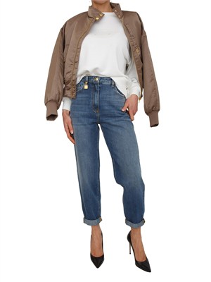 Jeans Elisabetta Franchi in denim medio gamba ovetto in DONNA