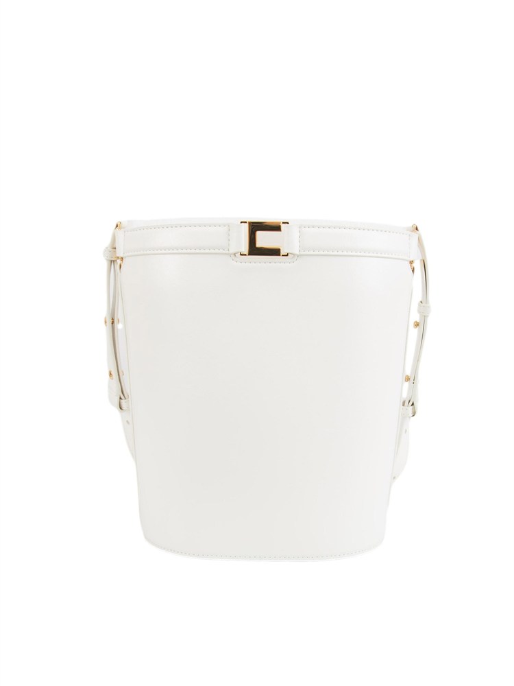 Borsa a secchiello Elisabetta Franchi effetto naplak burro