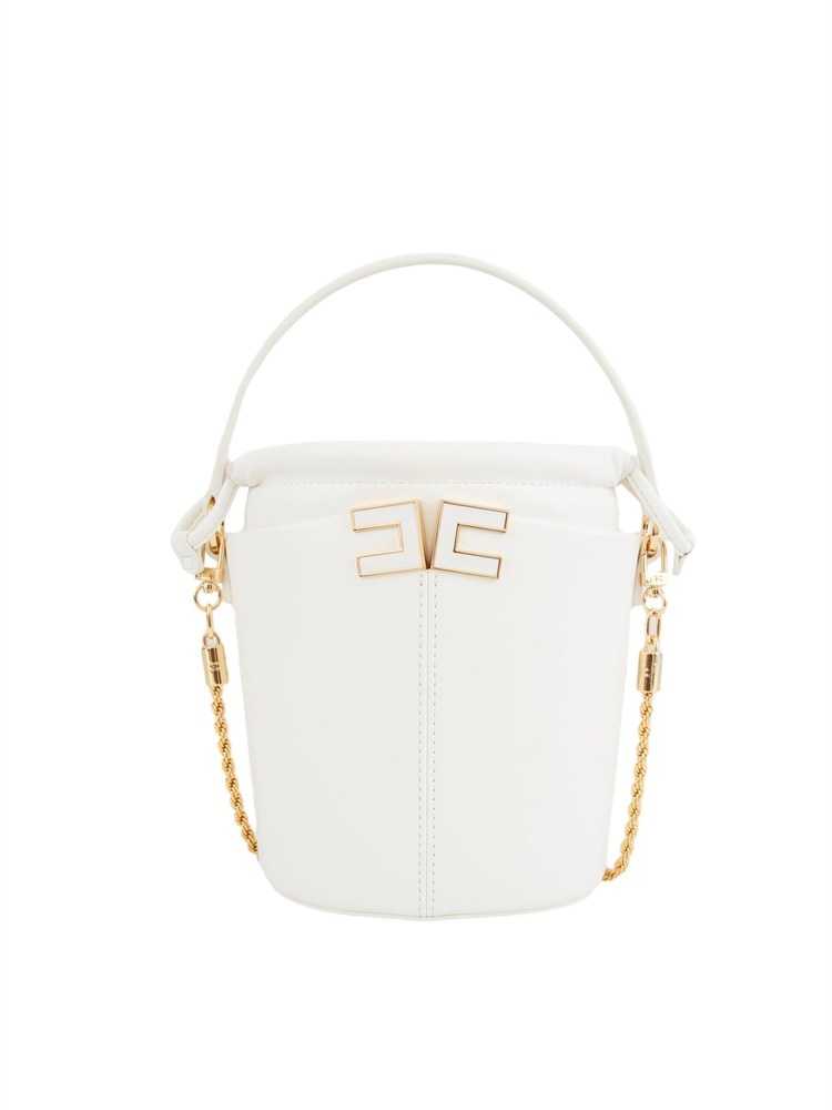 Borsa a secchiello Elisabetta Franchi in ecopelle avorio