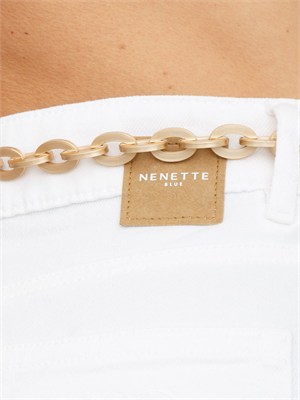 Jeans Stella Nenette in denim bianco e catena oro in DONNA