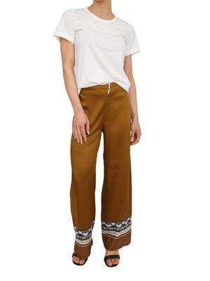 T-shirt Fersi Nenette in cotone avorio con catena a castoni in DONNA
