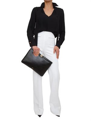 Pantaloni Elisabetta Franchi in doppio crêpe stretch avorio in DONNA
