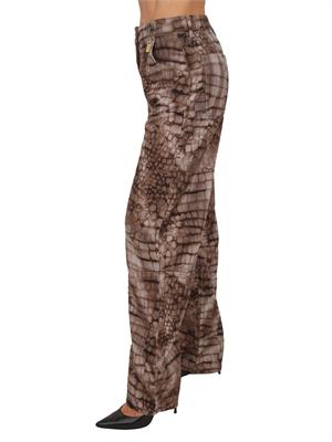 Jeans Elisabetta Franchi in drill di cotone stampa animalier in DONNA