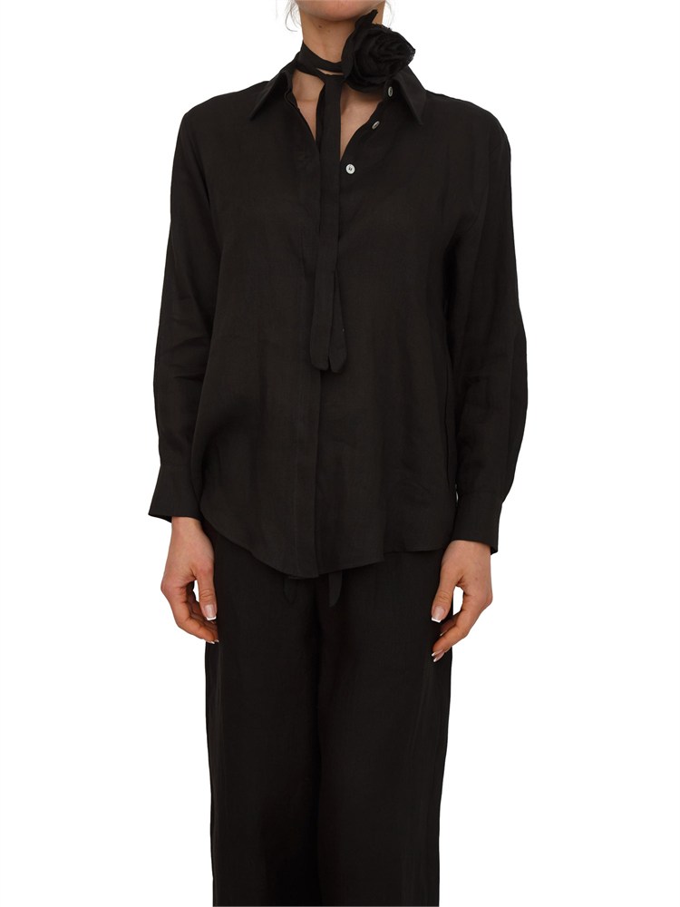 Camicia Editore Marella in puro lino nero
