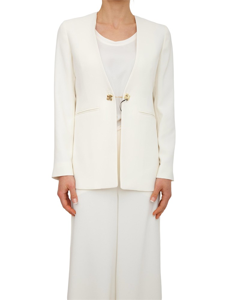 Giacca monopetto Effige Marella in crêpe envers satin avorio