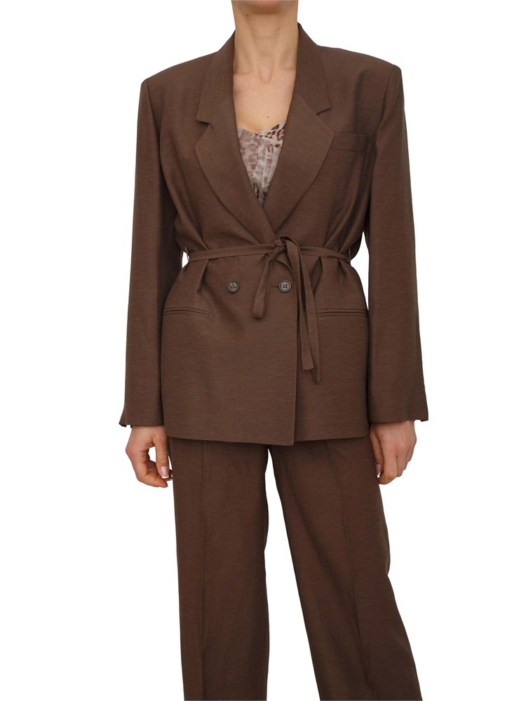 Giacca doppiopetto Blugirl in viscosa melange marrone