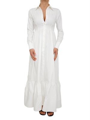 Abito chemisier Blugirl in cotone bianco con dettagli pizzo in DONNA