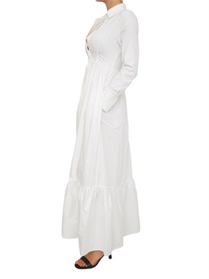 Abito chemisier Blugirl in cotone bianco con dettagli pizzo in DONNA