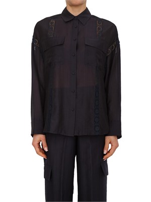 Camicia Blugirl in lyocell blu con pizzo in DONNA