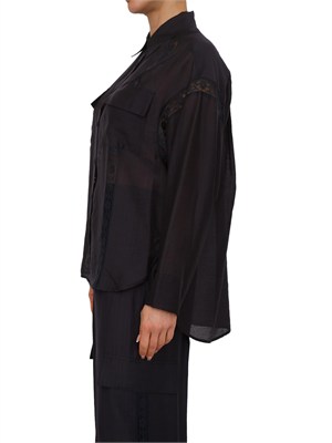 Camicia Blugirl in lyocell blu con pizzo in DONNA