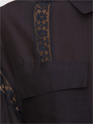 Camicia Blugirl in lyocell blu con pizzo in DONNA