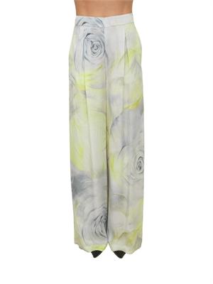Pantaloni Blugirl in viscosa lime con stampa rose in tono in DONNA