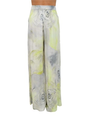 Pantaloni Blugirl in viscosa lime con stampa rose in tono in DONNA
