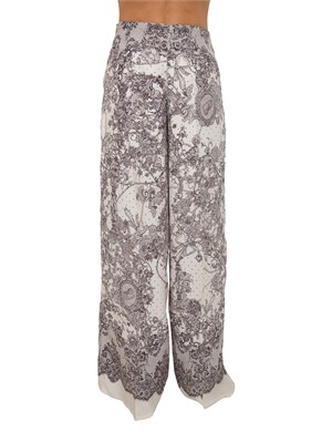 Pantaloni Blugirl in viscosa panna con stampa effetto pizzo in DONNA