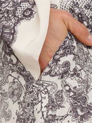 Pantaloni Blugirl in viscosa panna con stampa effetto pizzo in DONNA