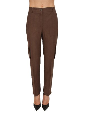 Pantaloni Blugirl con tasconi laterali in viscosa marrone in DONNA