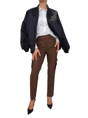 Pantaloni Blugirl con tasconi laterali in viscosa marrone in DONNA