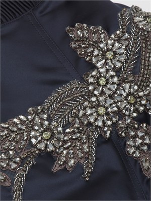 Giubbino Blugirl in duchesse blu con patch floreale cristalli in DONNA