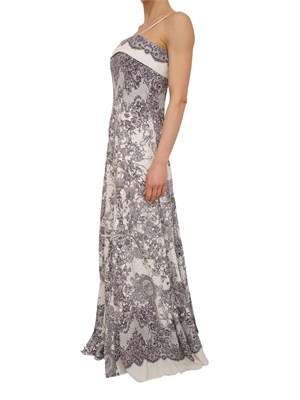 Abito lungo Blugirl in viscosa panna e stampa pizzo a contrasto in DONNA