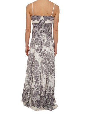 Abito lungo Blugirl in viscosa panna e stampa pizzo a contrasto in DONNA