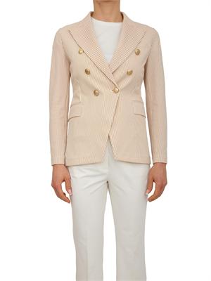 Giacca doppiopetto donna Circolo 1901 in oxfort beige a righe in DONNA