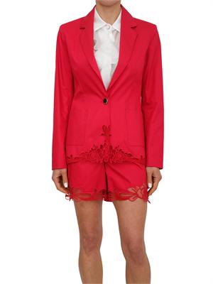 Giacca monopetto Fracomina in cotone fuxia ricamo fiori in DONNA