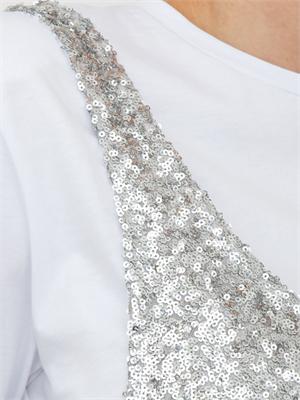 T-shirt cropped bianca Fracomina con canotta paillettes in DONNA