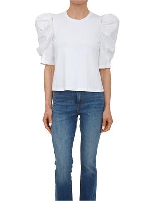 T-shirt bianca Fracomina con strass e maniche a sbuffo in DONNA