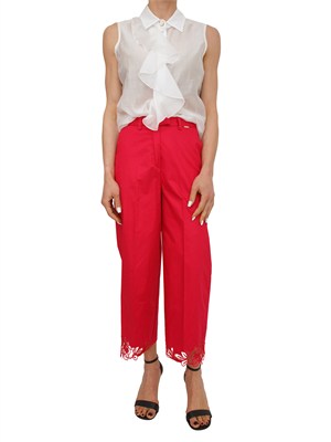Pantaloni Fracomina in puro cotone fucsia con ricami in DONNA