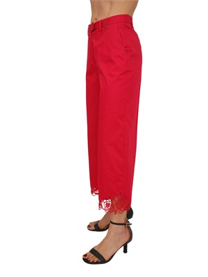 Pantaloni Fracomina in puro cotone fucsia con ricami in DONNA