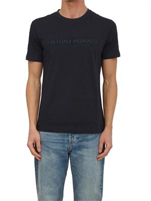 T-shirt Antony Morato in cotone interlock blu stampa logo in UOMO