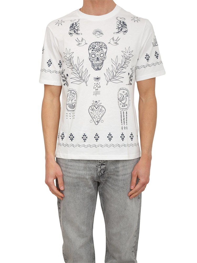T-shirt Antony Morato in cotone bianco stampa tribale